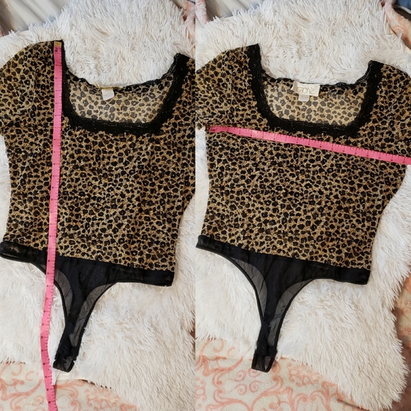 Vintage Leopard Print Square Neck Thong Bodysuit by Cache - Picture 5 of 10